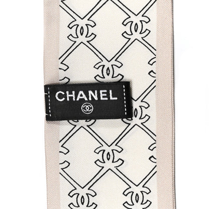 Chanel Silk CC Slim Bandeau Scarf Ecru Multicolor 3 of 3