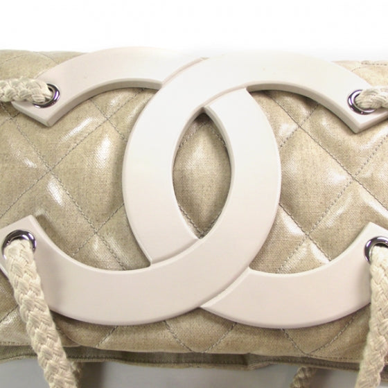 Coated Canvas Large CC Yacht Tote Beige White