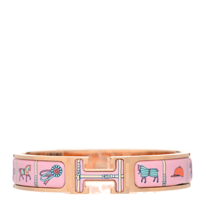 Hermes Enamel Printed Narrow Couvertures et Tenues de Jour Clic Clac H Bracelet PM Color Patch 1 of 6