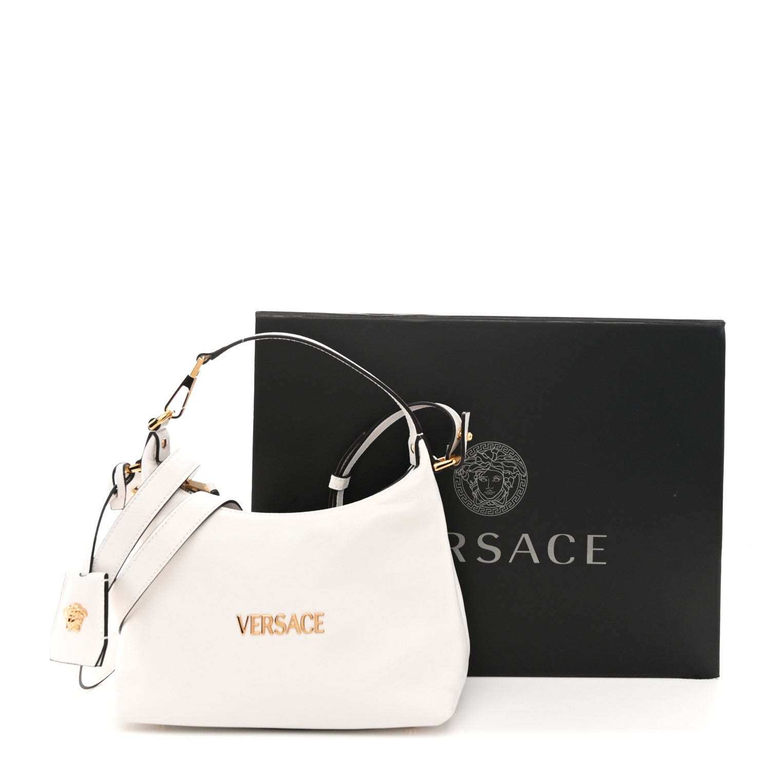 Versace Nappa Logo Tag Hobo White 11 of 11