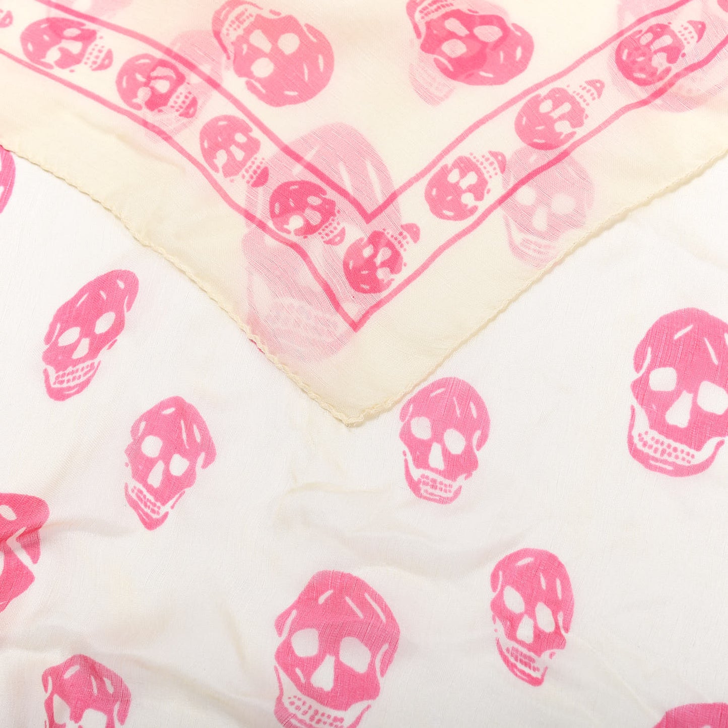 Silk Chiffon Skull Scarf White Pink