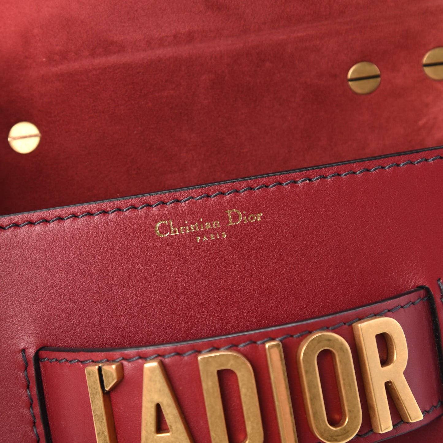 Calfskin Mini J'Adior Chain Flap Bag Red
