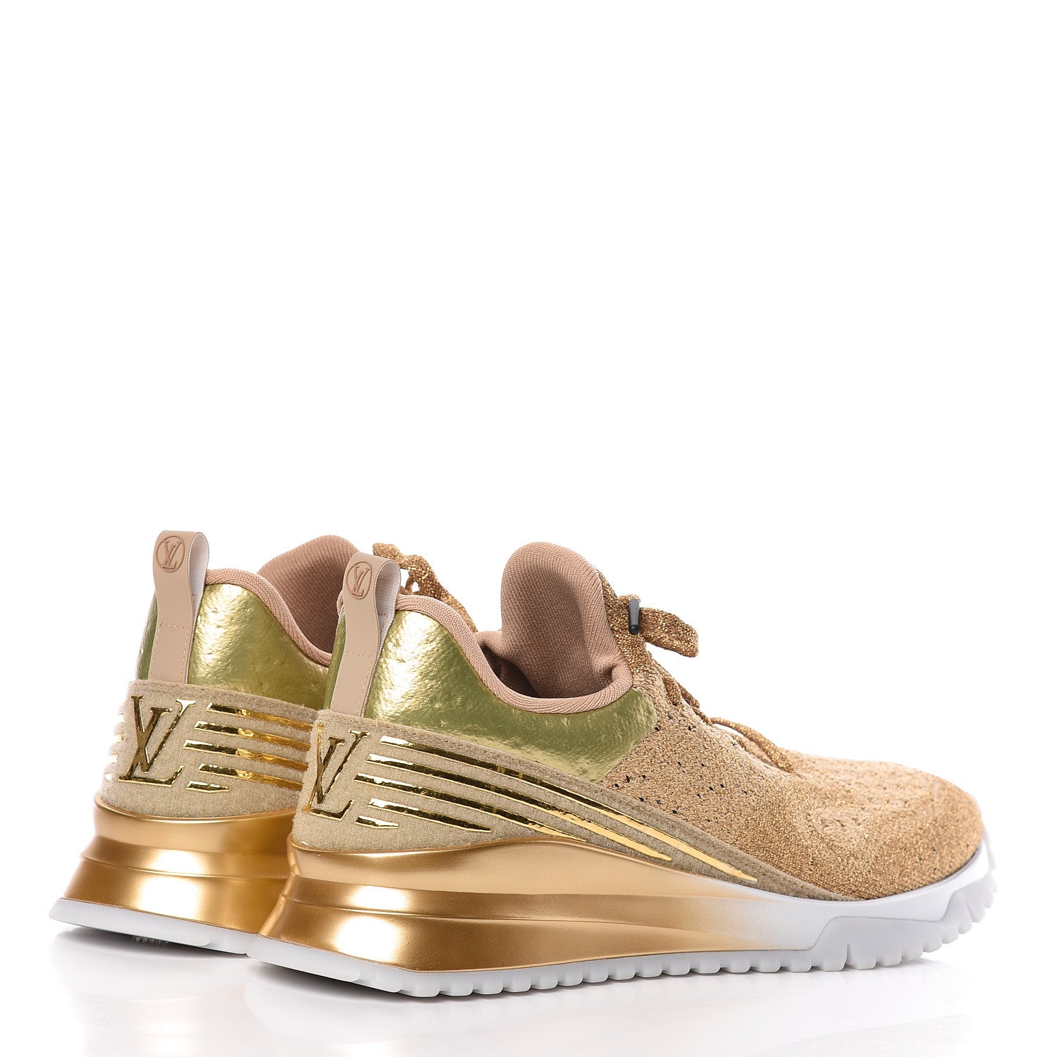 Louis Vuitton Technical Knit Mens V.N.R Sneakers 8.5 Gold 4 of 11