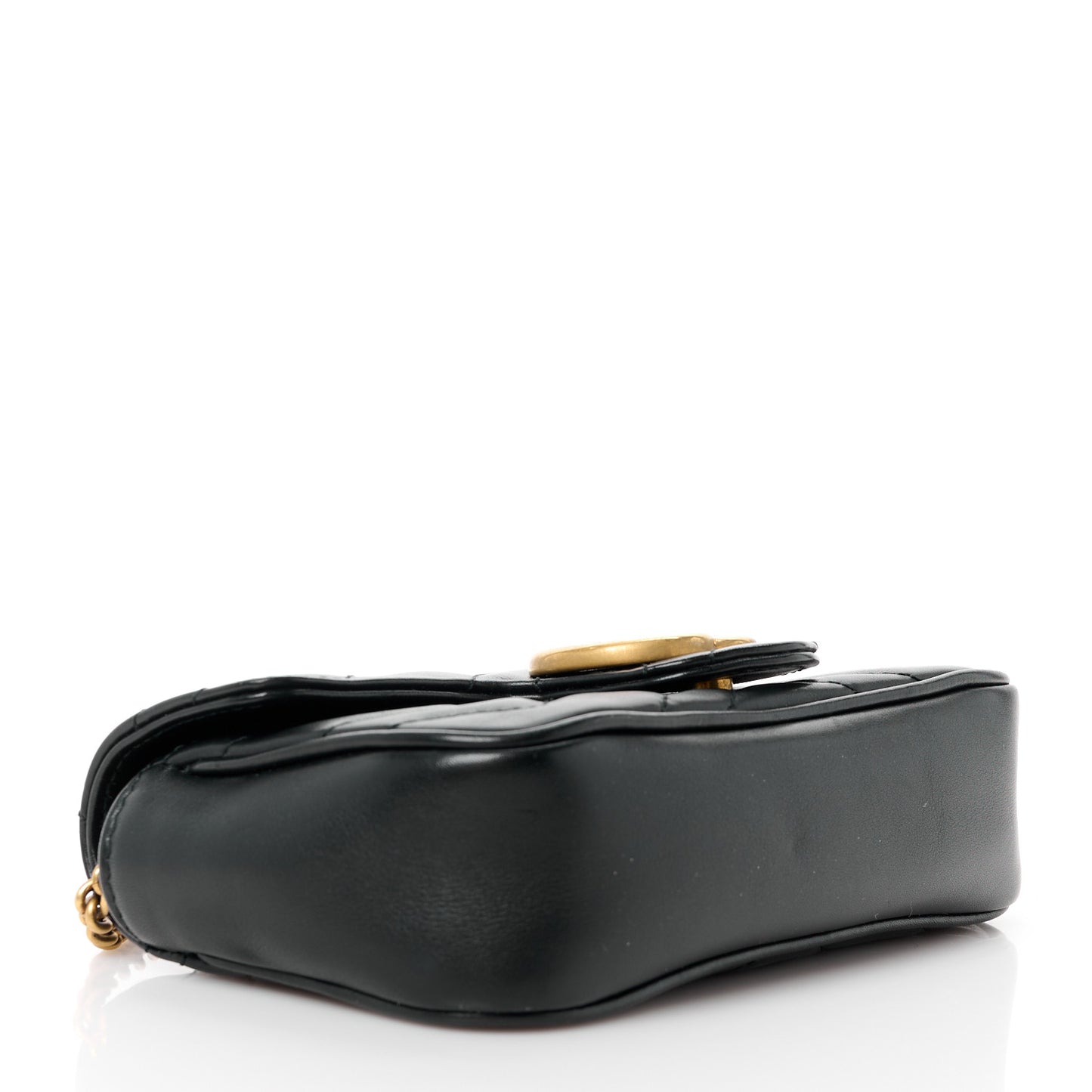 Calfskin Matelasse Super Mini GG Marmont Shoulder Bag Black
