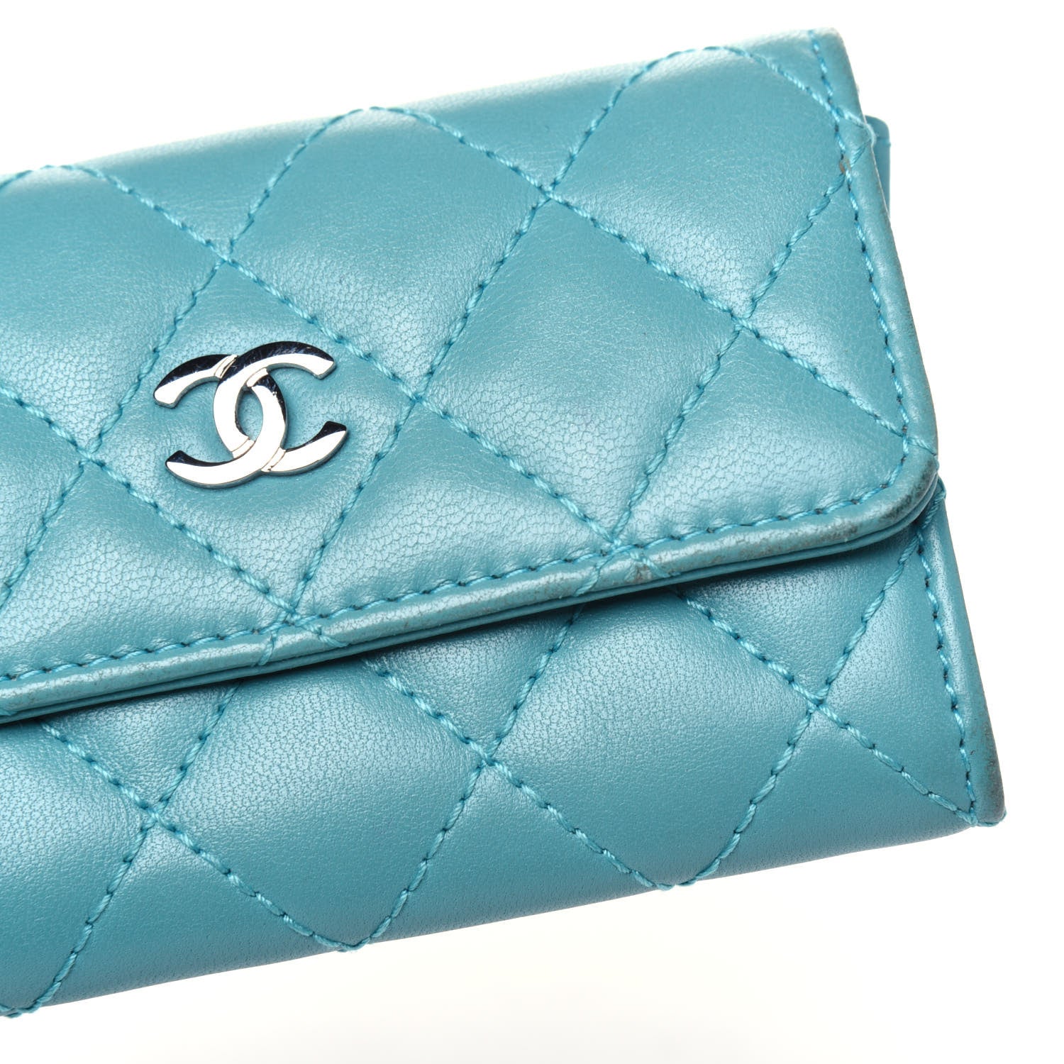 Chanel Lambskin Quilted Flap Card Holder Turquoise 18 of 18
