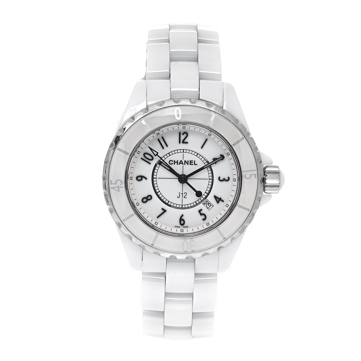 Stainless Steel Ceramic 33mm J12 Quartz Watch White
