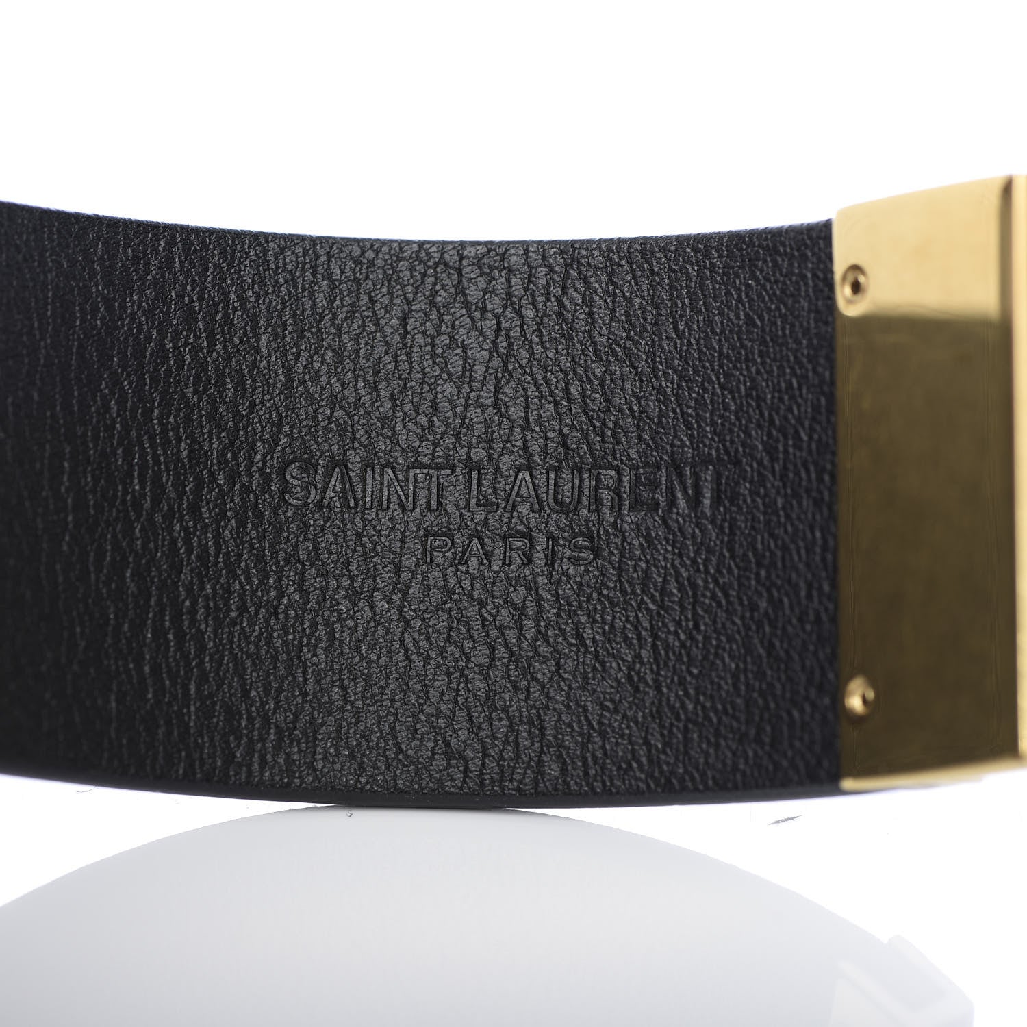 Saint Laurent Calfskin ID Cuff Bracelet L Black 4 of 5