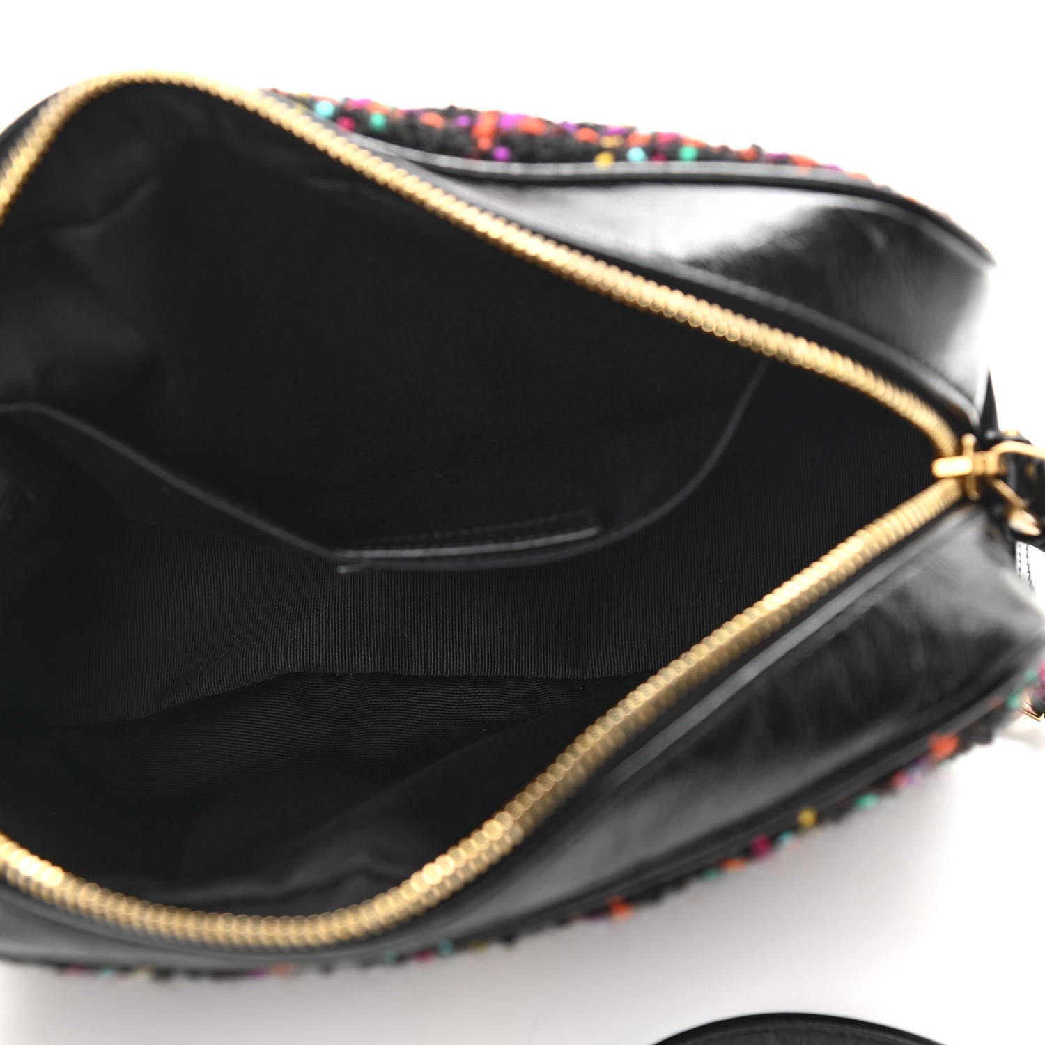 Saint Laurent Tweed Calfskin Monogram Lou Camera Bag Black 5 of 12