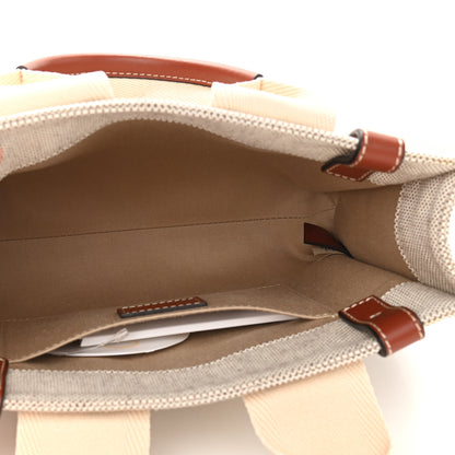 Chloe Cotton Calfskin Small Woody Ribbon Tote White Brown 5 of 9