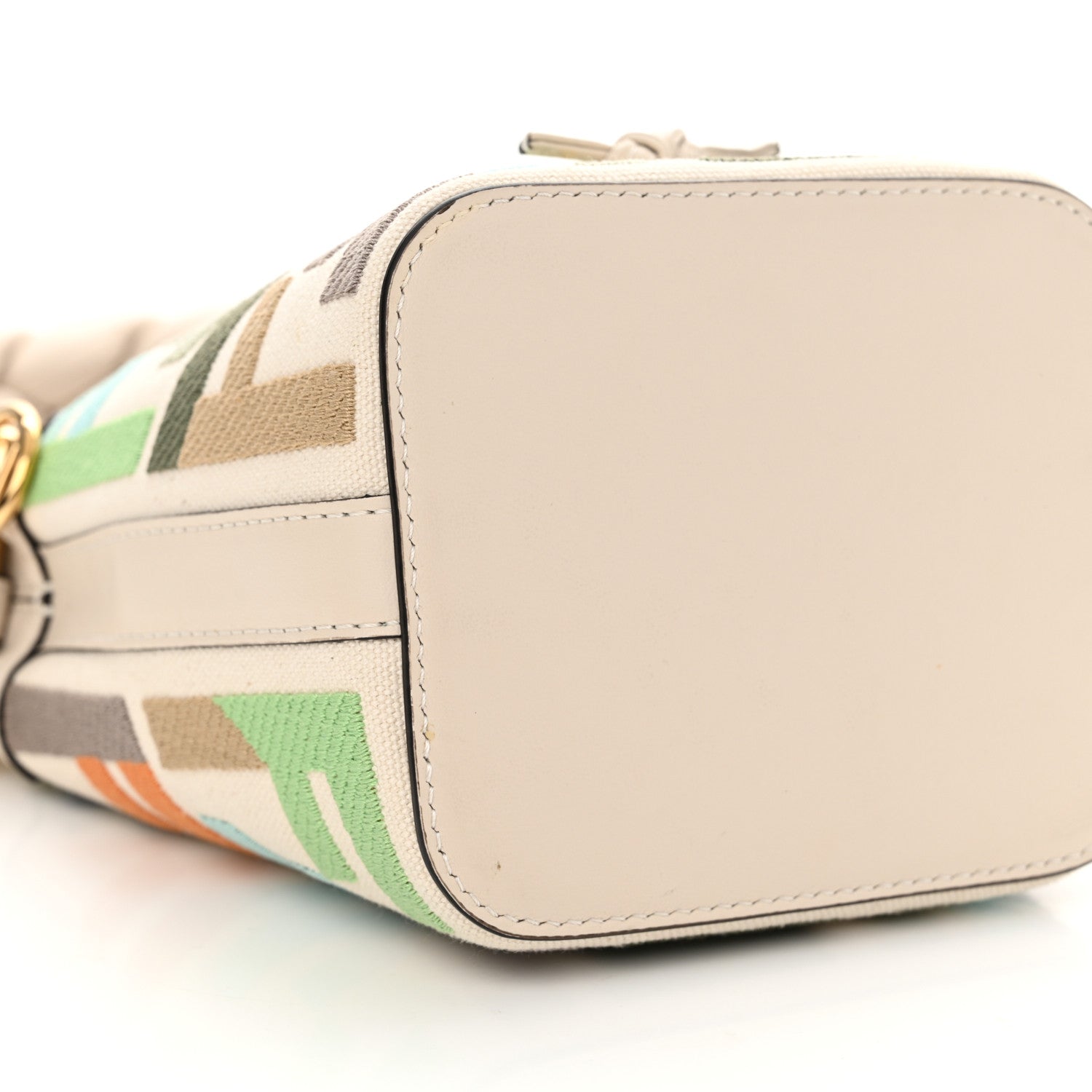 Fendi Canvas Vitello Grace F is Fendi FF Multicolor Embroidered Mini Mon Tresor Bucket Bag Grezzo Multicolor Latte 9 of 15