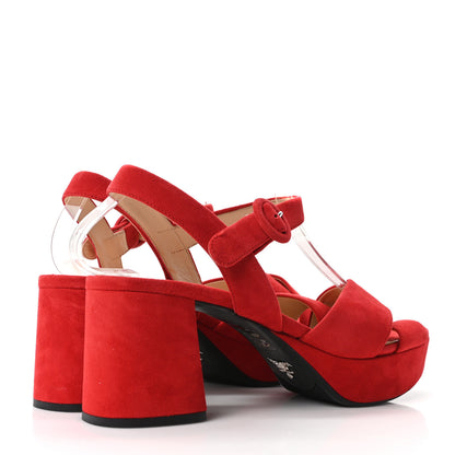Prada Camoscio Crisscross Platform 25/85mm Sandals 37.5 Red 5 of 10