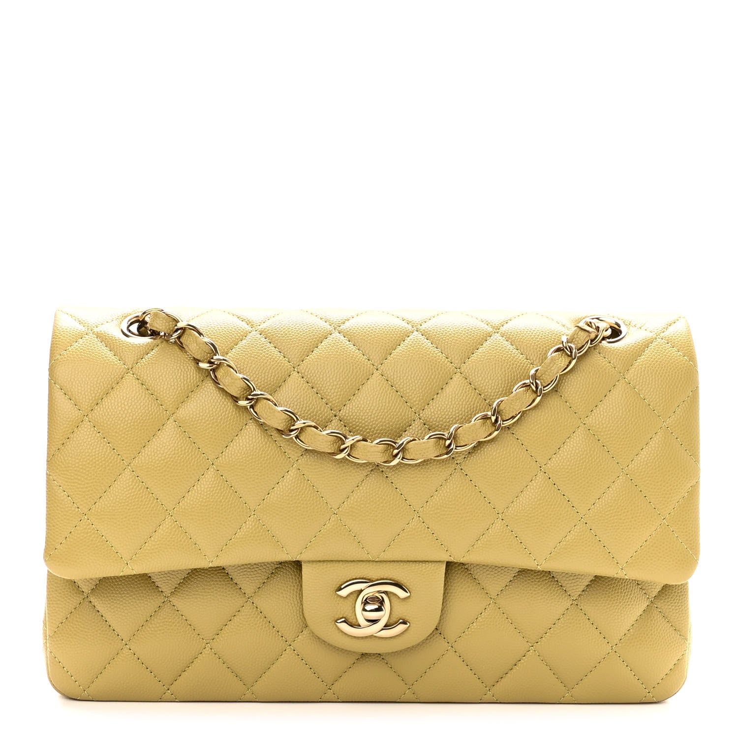 Chanel Caviar Quilted Medium Double Flap Light Green 1 of 9