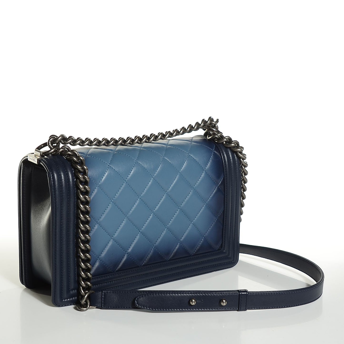 Calfskin Ombre Faded Quilted New Medium Boy Flap Blue