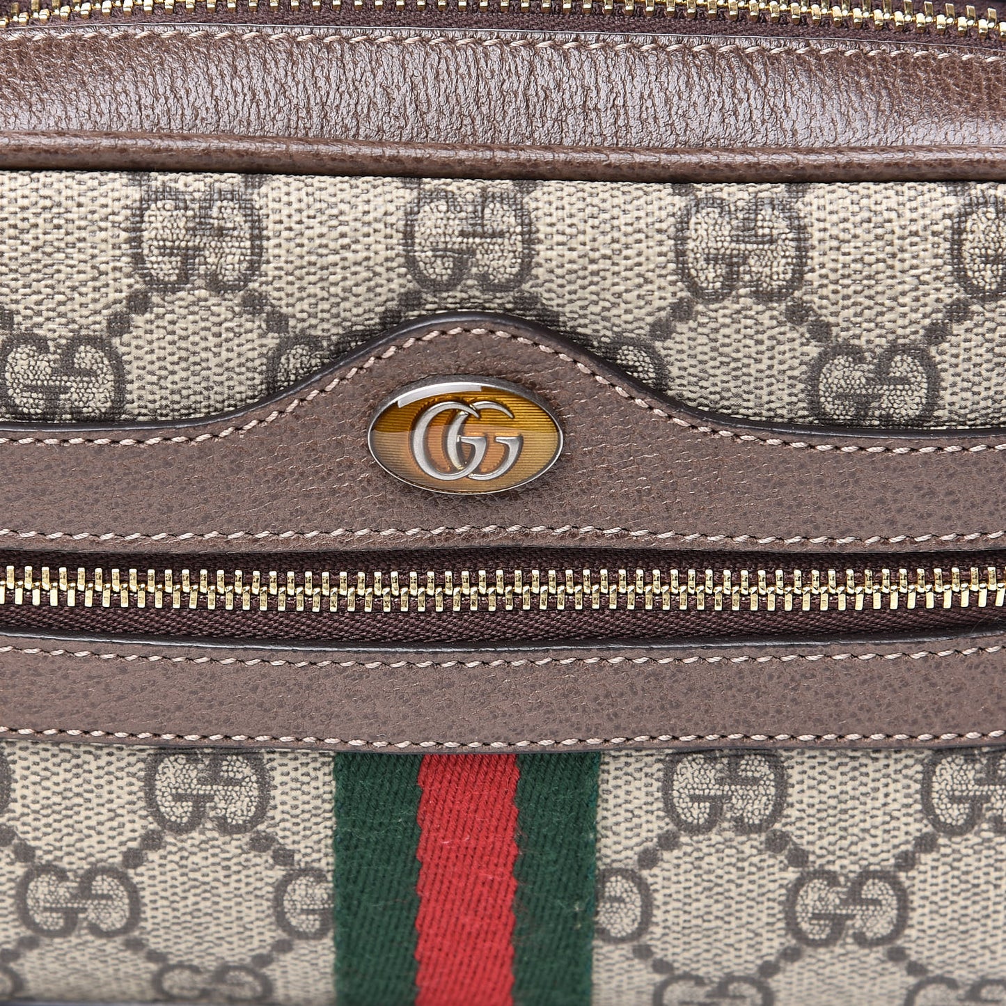 GG Supreme Monogram Web Mini Ophidia Shoulder Bag Brown