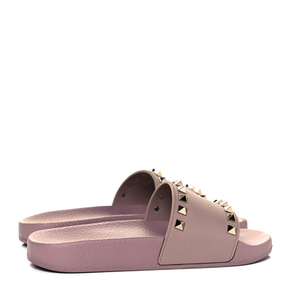 Valentino Garavani Rubber Rockstud Slide Sandals 35 Poudre 4 of 6