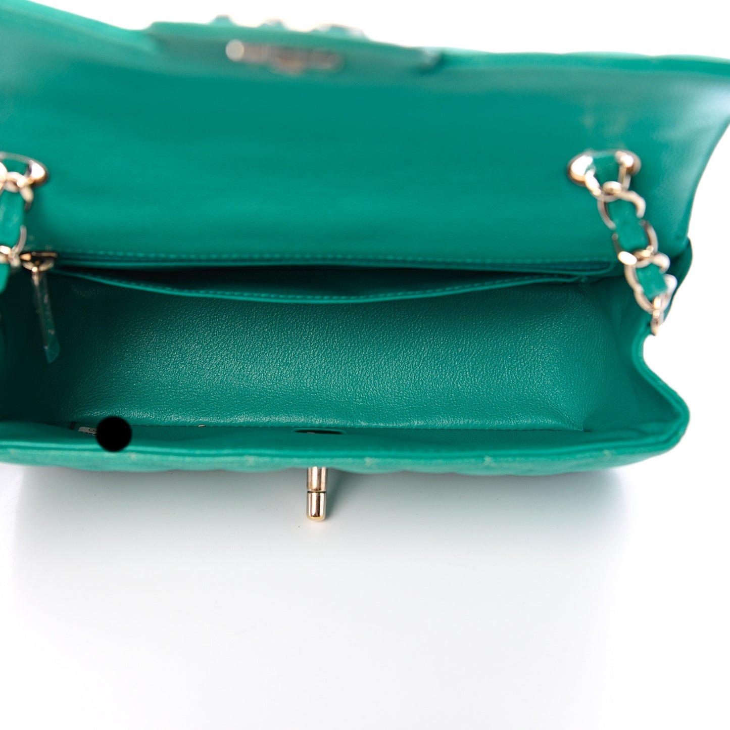 Caviar Quilted Mini Rectangular Flap Turquoise