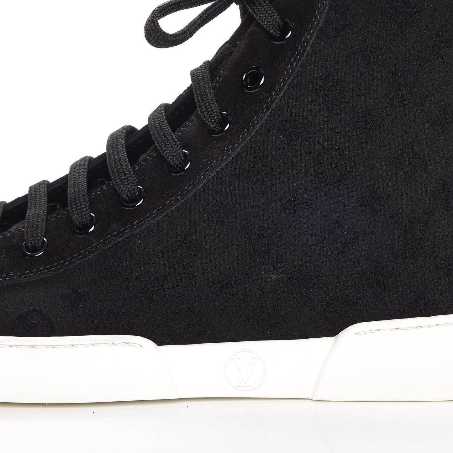 Neoprene Suede Embossed Monogram Stellar High Top Sneakers 35.5 Black
