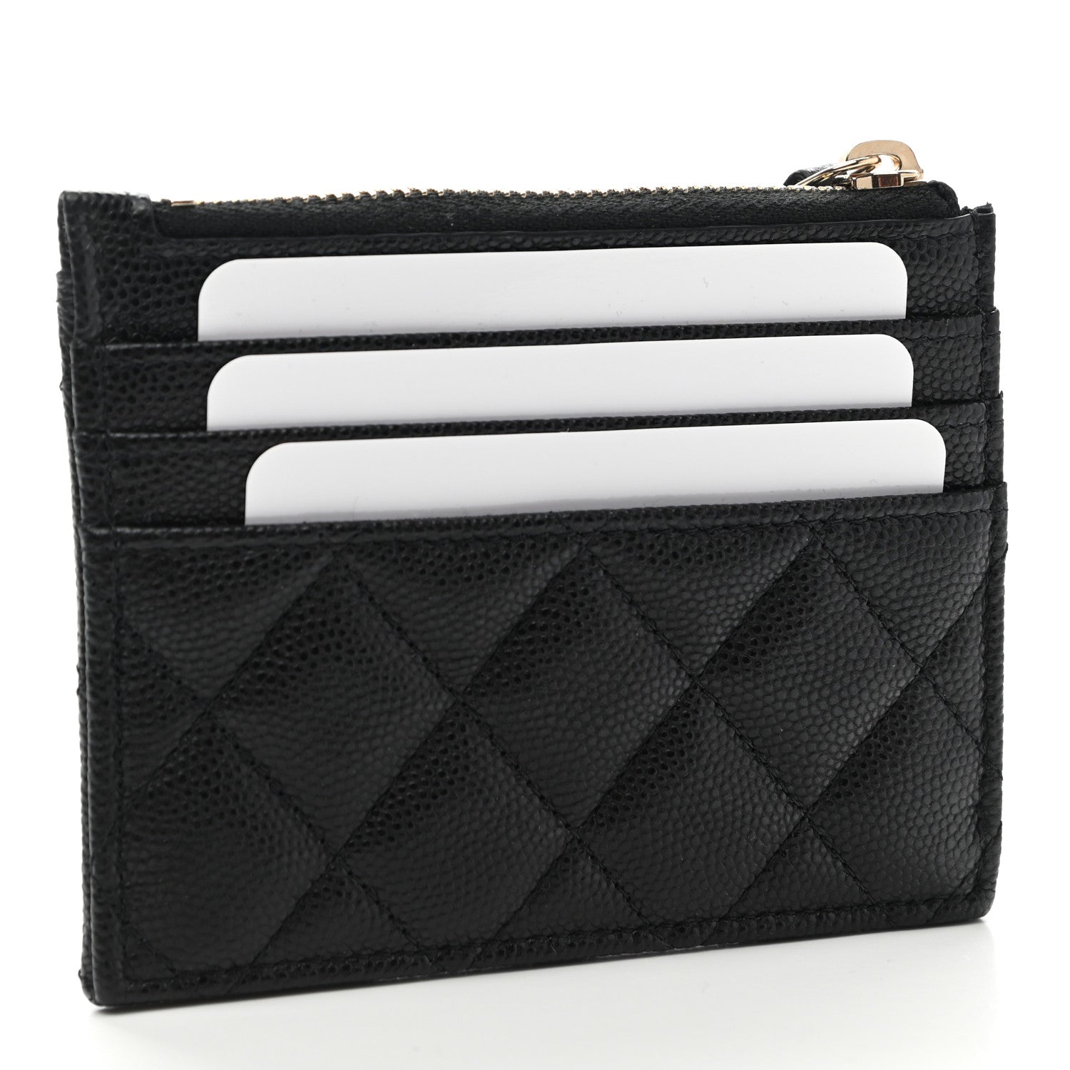 Chanel Caviar Quilted CC Zip Card Holder Black 3 of 8