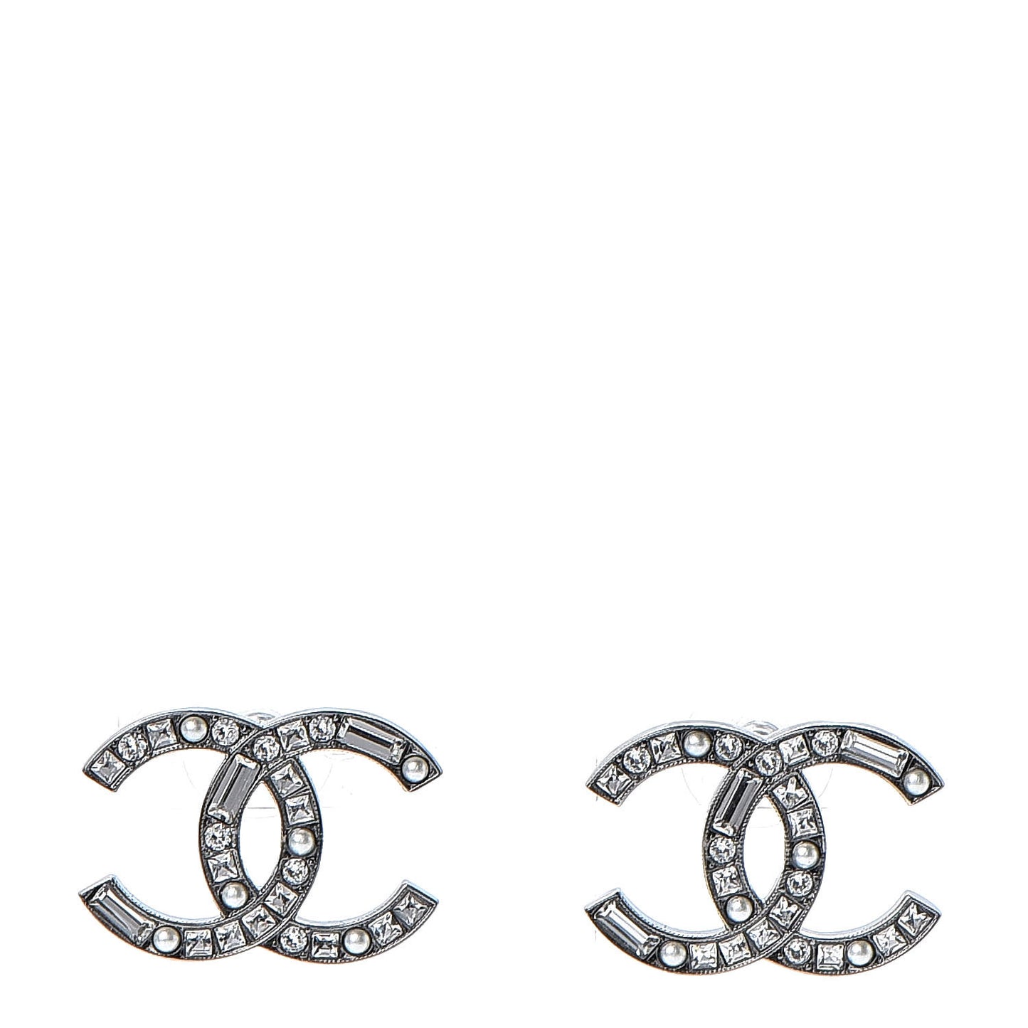 Baguette Crystal Pearl CC Bright Young Things Earrings Ruthenium