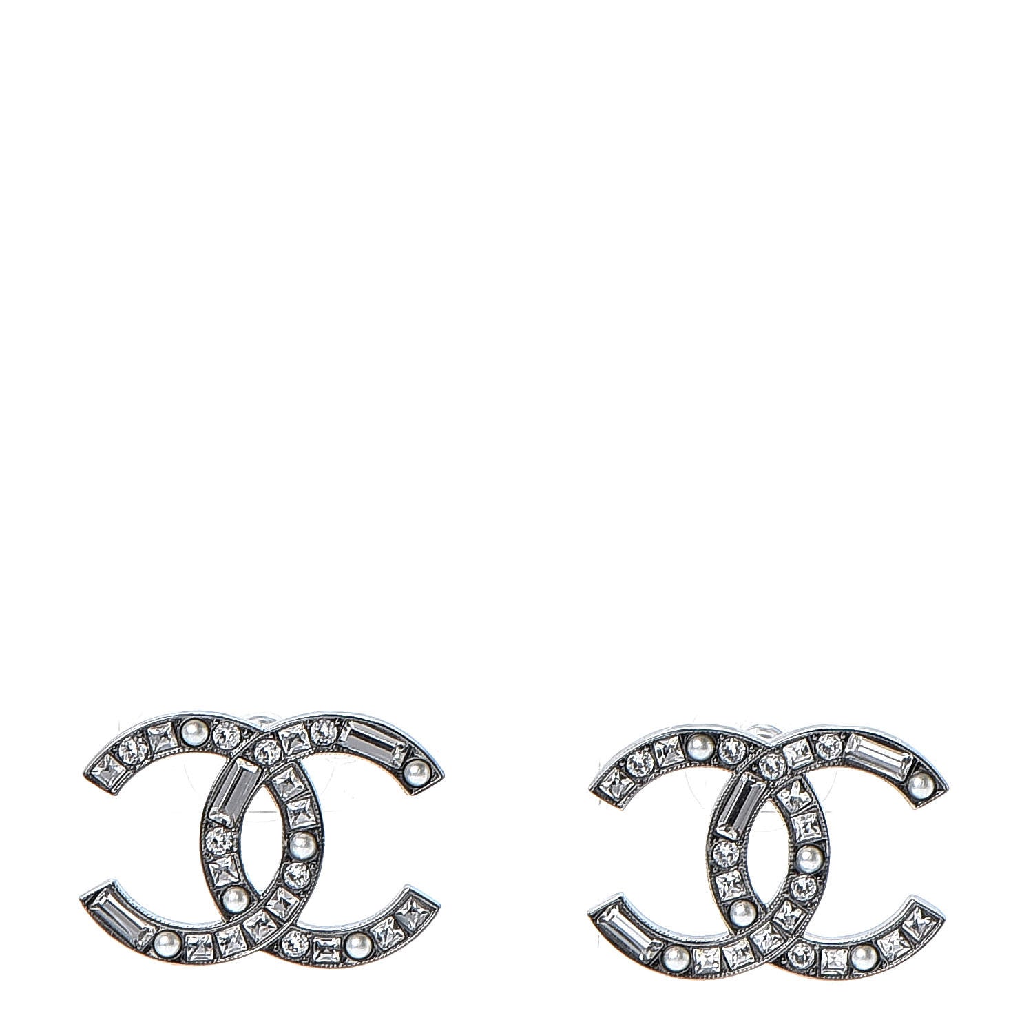 Chanel Baguette Crystal Pearl CC Bright Young Things Earrings Ruthenium 1 of 6