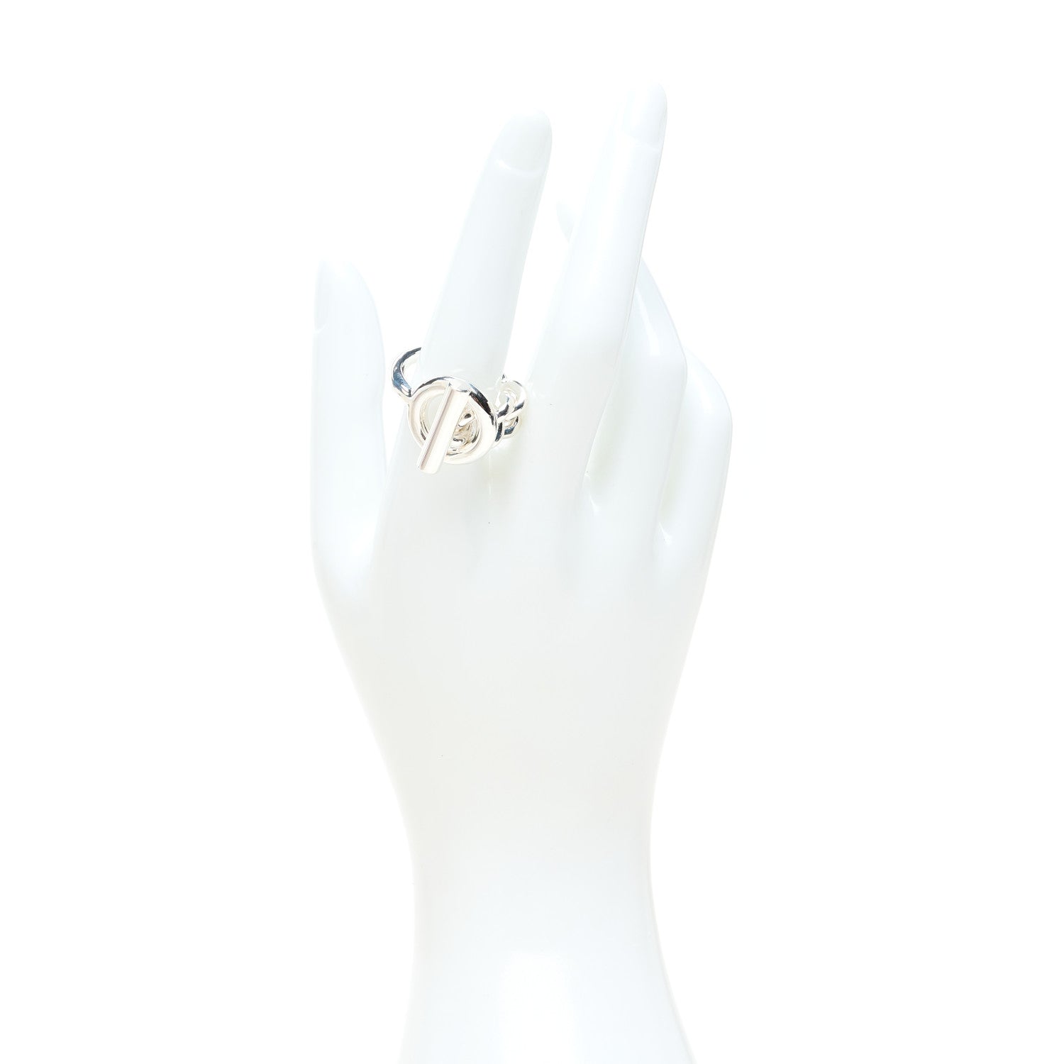 Hermes Sterling Silver GM Croisette Ring 57 8 2 of 6