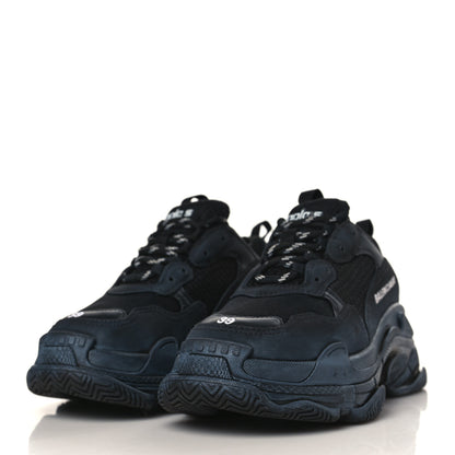 Balenciaga Fabric Mesh Washed Effect Womens Triple S Sneakers 39 Black 3 of 7