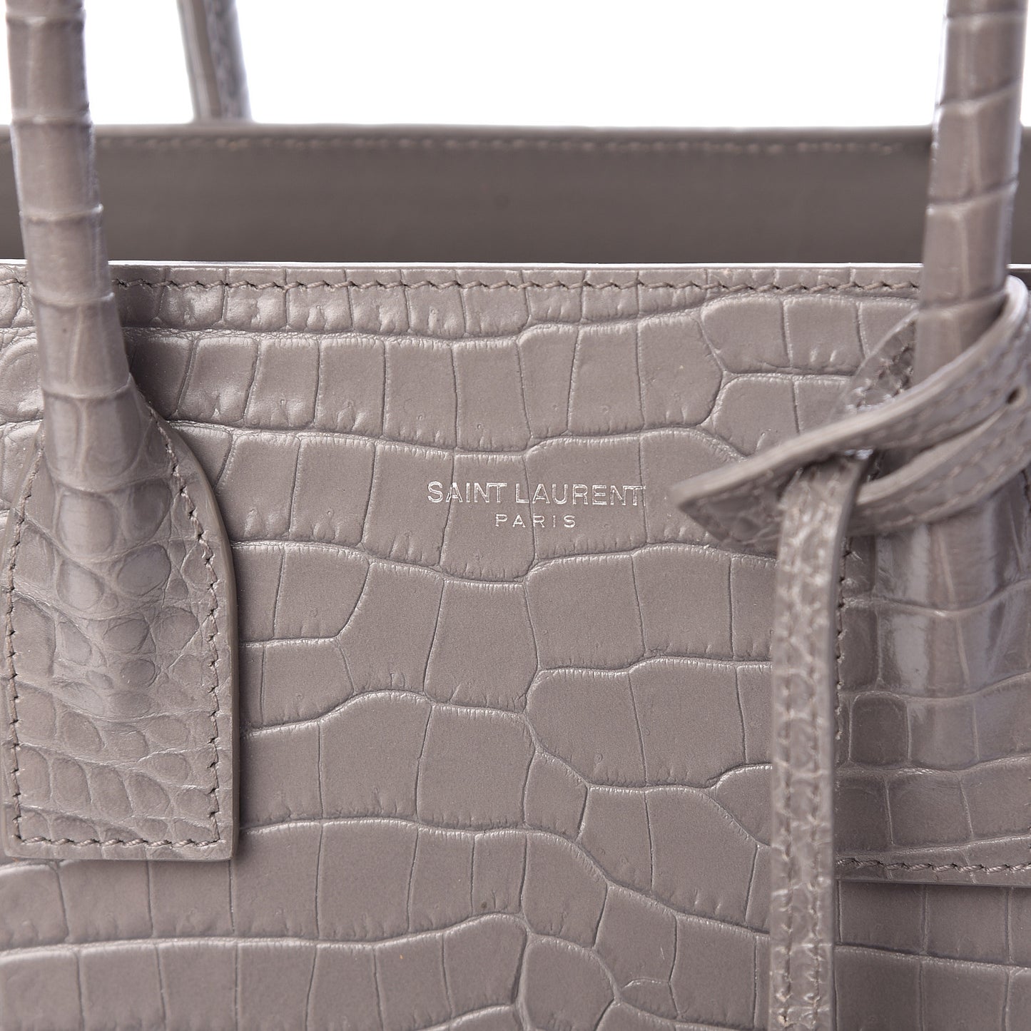 Calfskin Crocodile Embossed Baby Sac De Jour Fog