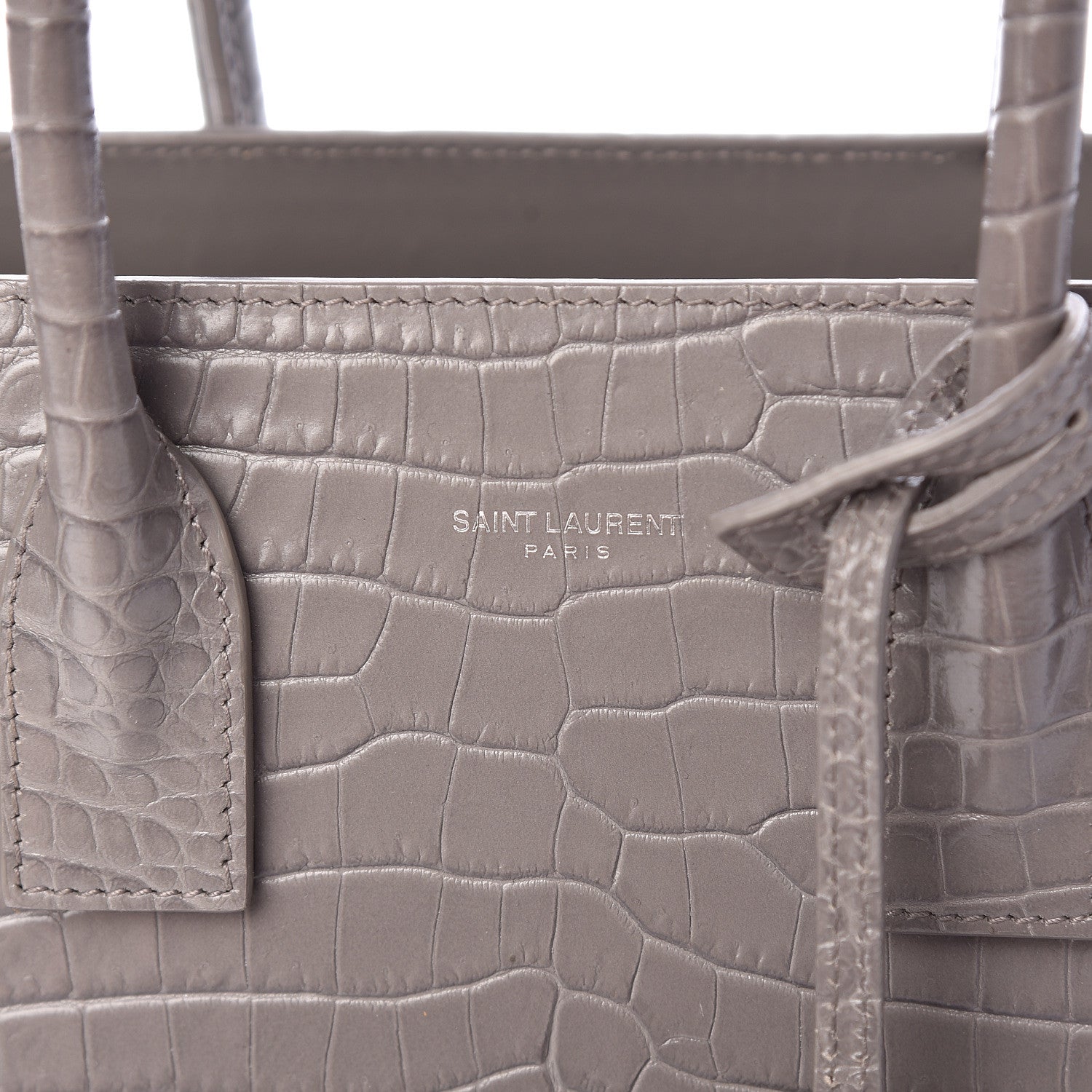 Saint Laurent Calfskin Crocodile Embossed Baby Sac De Jour Fog 7 of 17