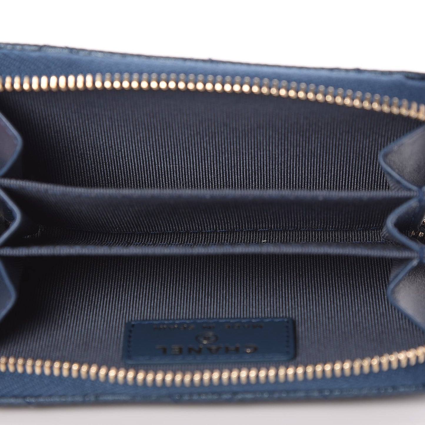 Caviar Quilted Zip Coin Purse Dark Blue
