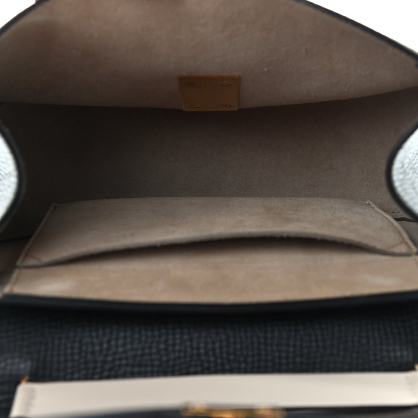 Grained Calfskin Lambskin Mini Bi-Color Drew Shoulder Bag Black Powder Beige