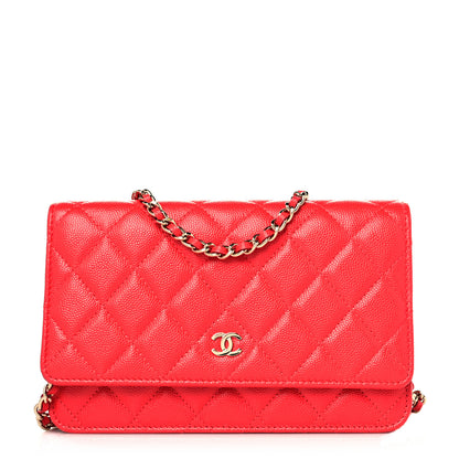Chanel Caviar Quilted Wallet On Chain WOC Red 1 of 11