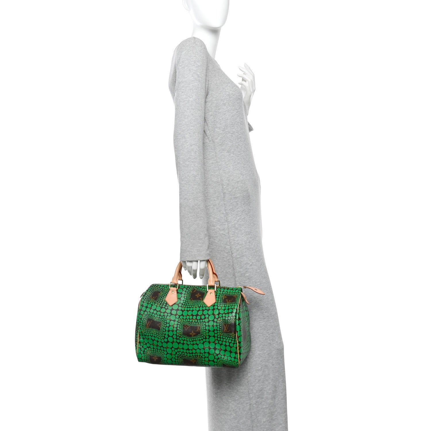 Louis Vuitton Monogram Kusama Town Speedy 30 Green 2 of 10