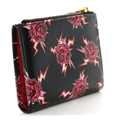 Prada X UNIVERSAL STUDIOS Saffiano Frankenstein Rose Zip Top Compact Wallet Lacca 3 of 8