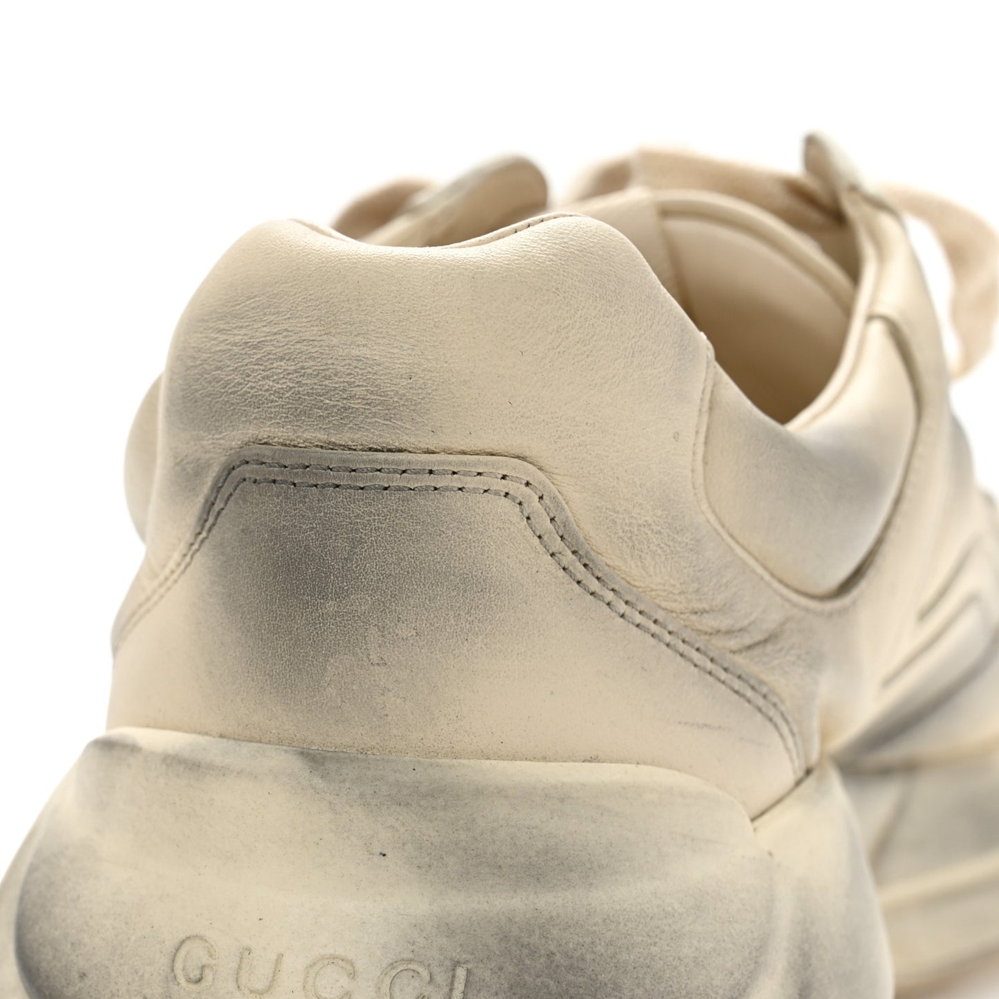 Calfskin Mouth Print Mens Rhyton Sneakers 10 Ivory