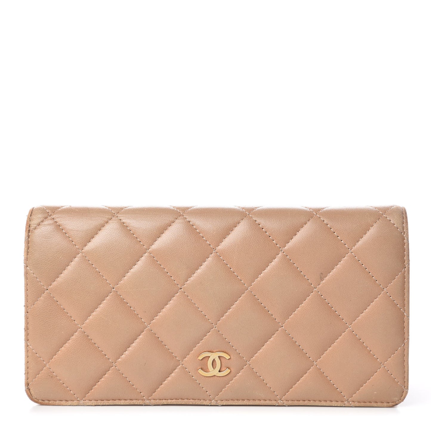 Lambskin Quilted Yen Wallet Beige