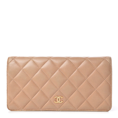 Chanel Lambskin Quilted Yen Wallet Beige 1 of 18