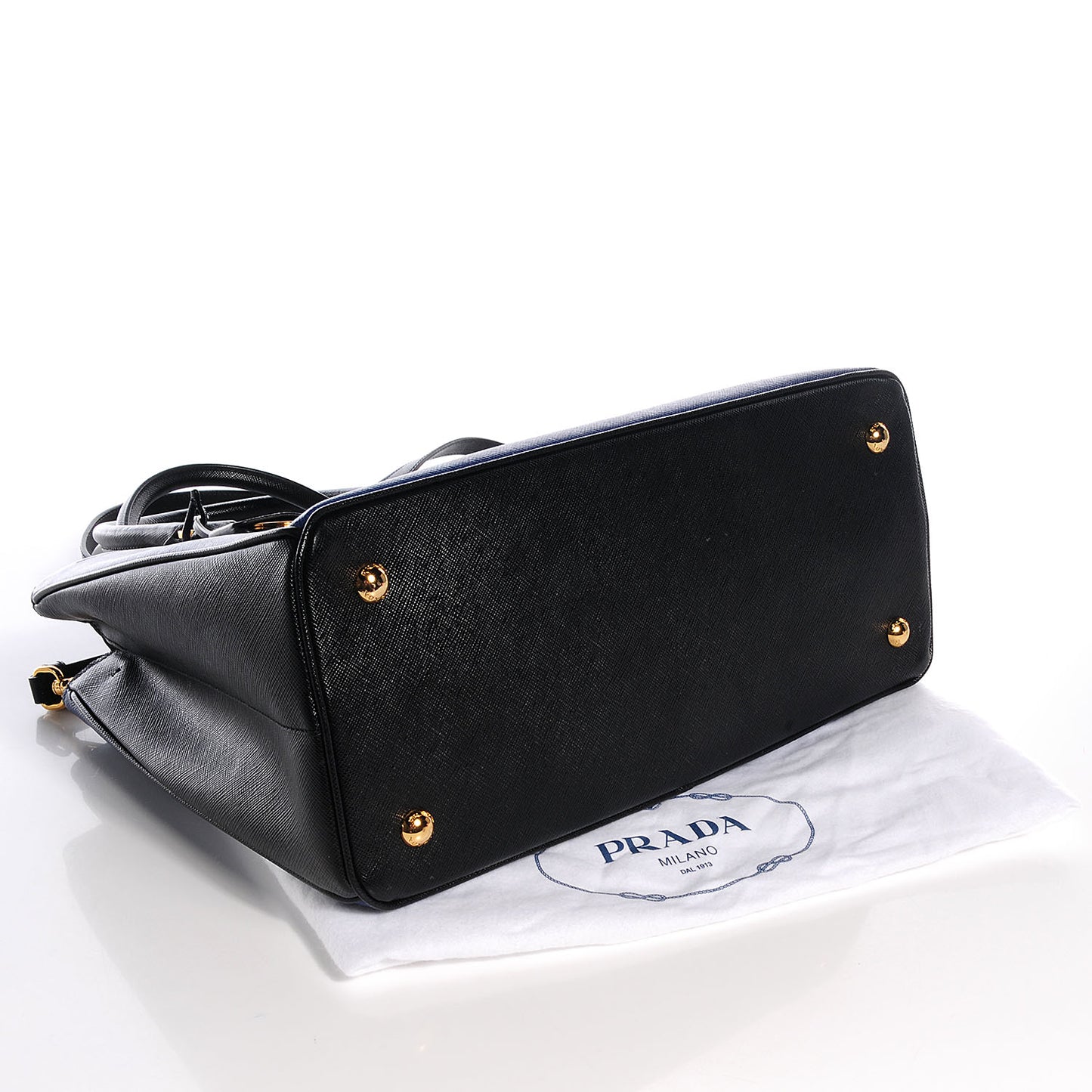 Saffiano Lux Bi-Color Tote Bluette Black