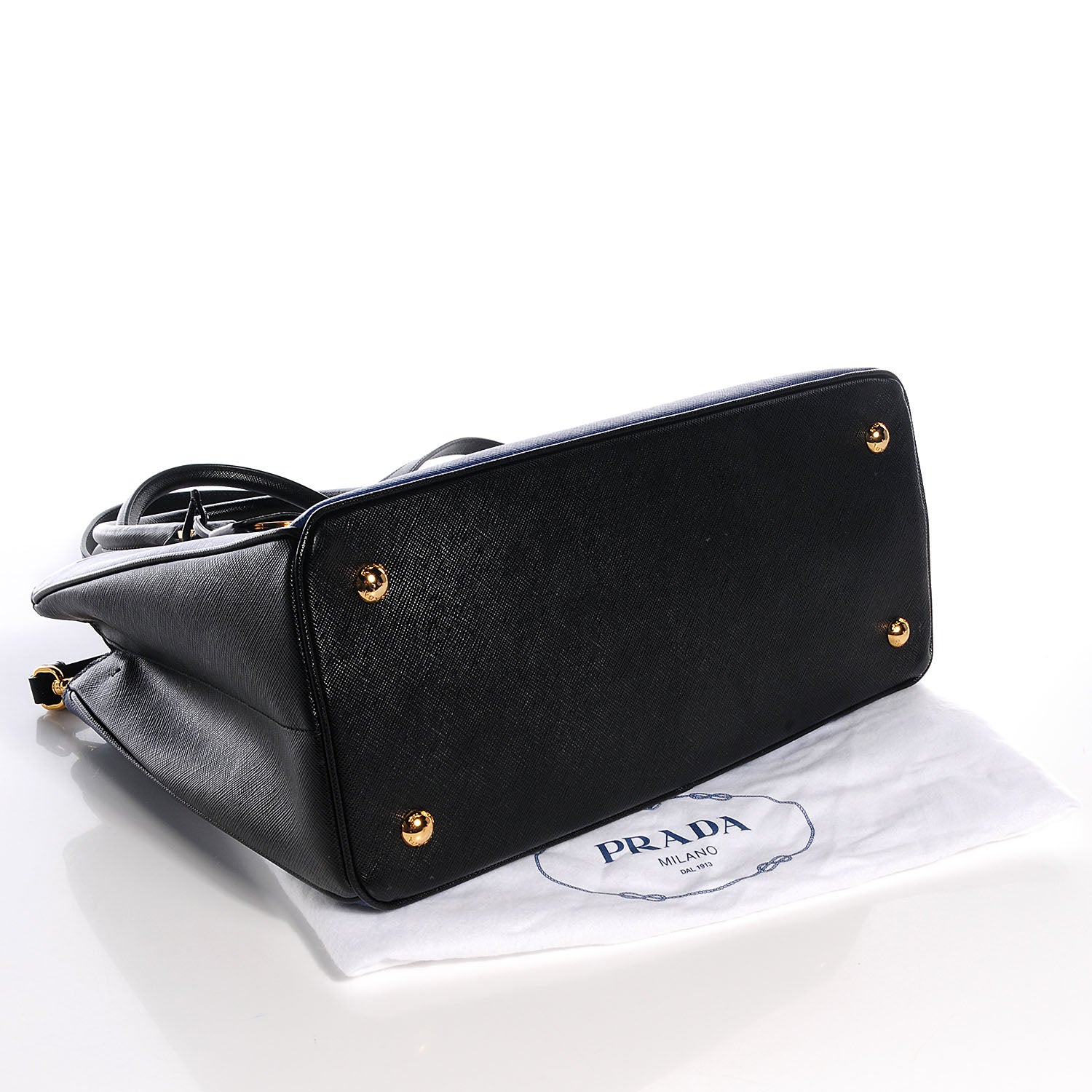 Prada Saffiano Lux Bi-Color Tote Bluette Black 4 of 9