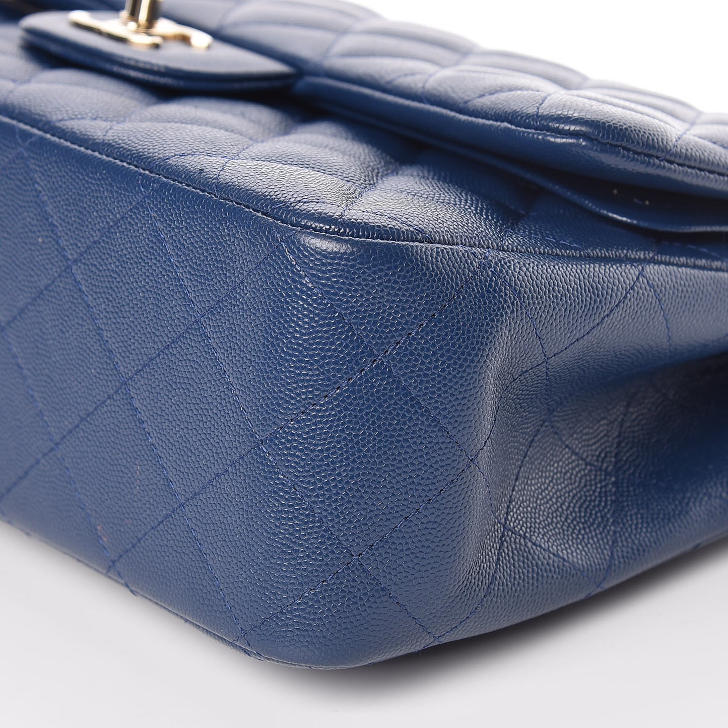 Caviar Quilted Jumbo Double Flap Navy