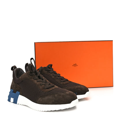 Hermes Graphic Mesh Suede Goatskin Mens Bouncing Sneakers 42 Ecorce 9 of 9