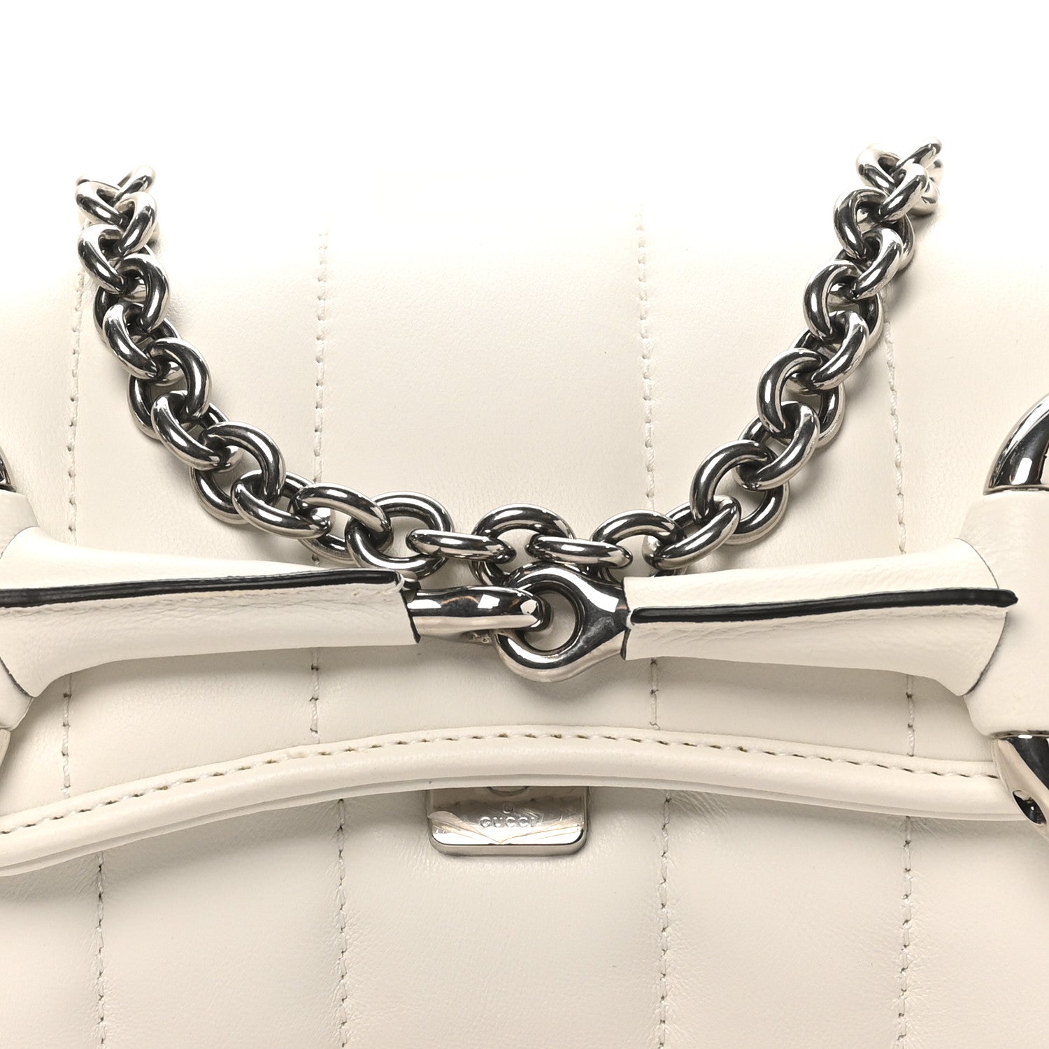 Gucci Nappa Vertical Matelasse Small Maxi Horsebit Chain Shoulder Bag Great White 7 of 9