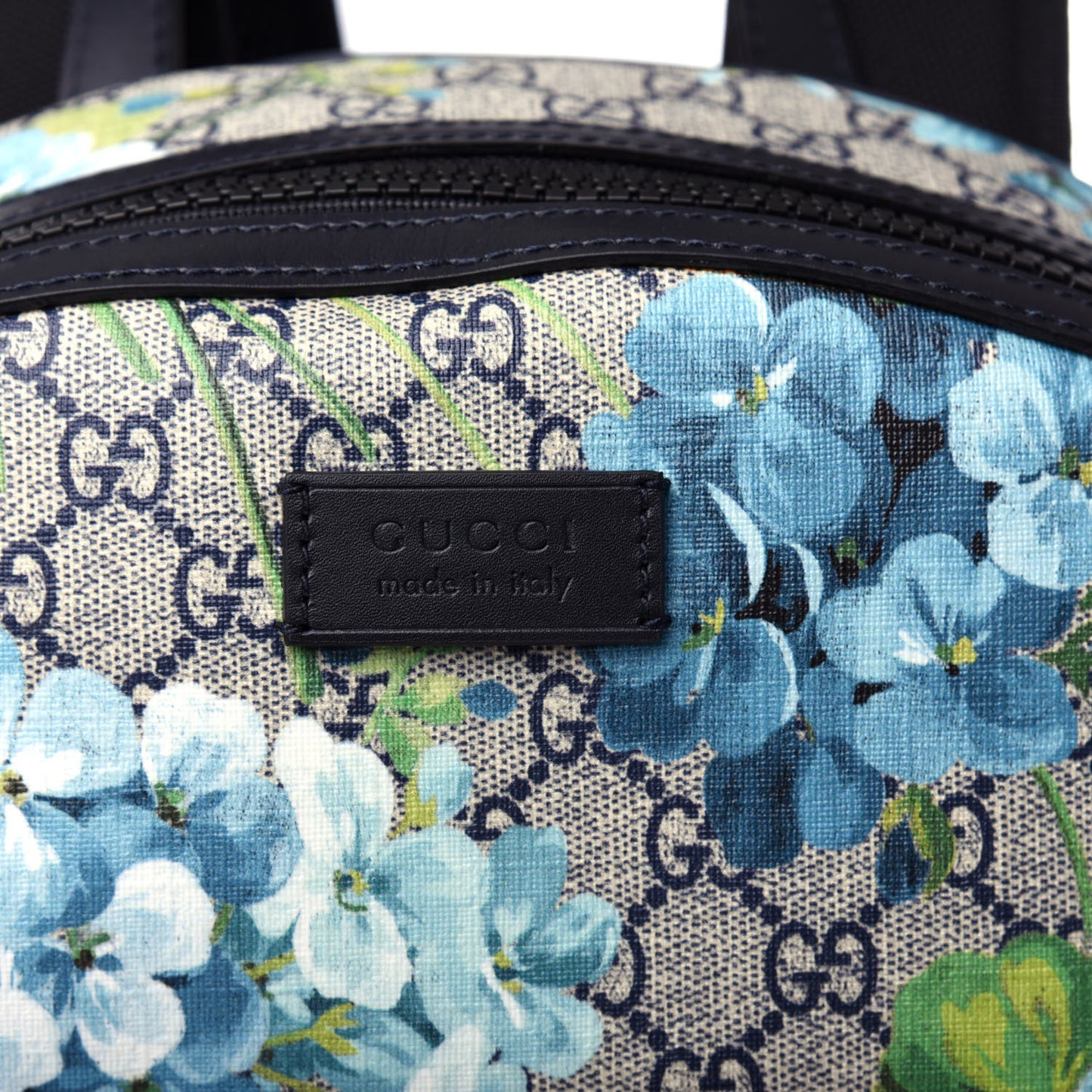 GG Supreme Monogram Blooms Medium Day Backpack Beige Blue Navy