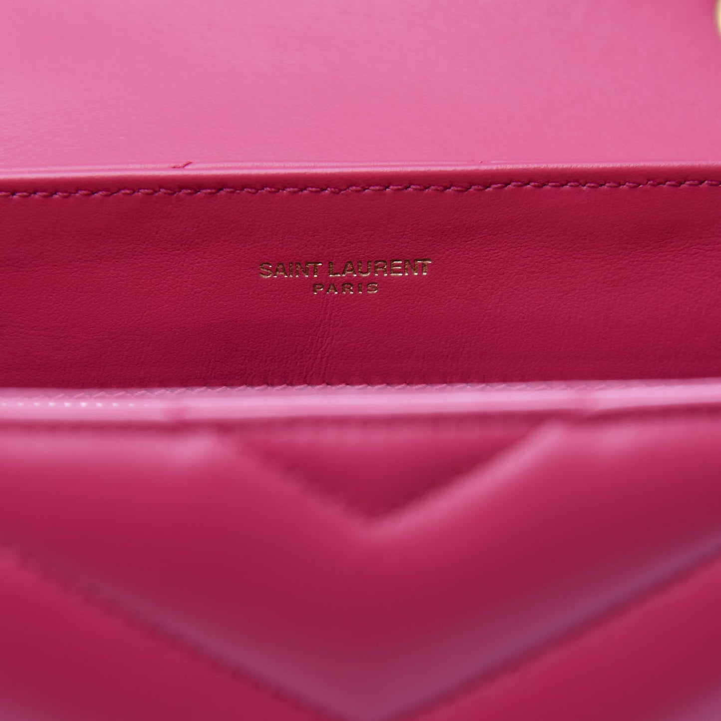 Calfskin Y Quilted Monogram Small Loulou Chain Satchel Fresh Fuchsia