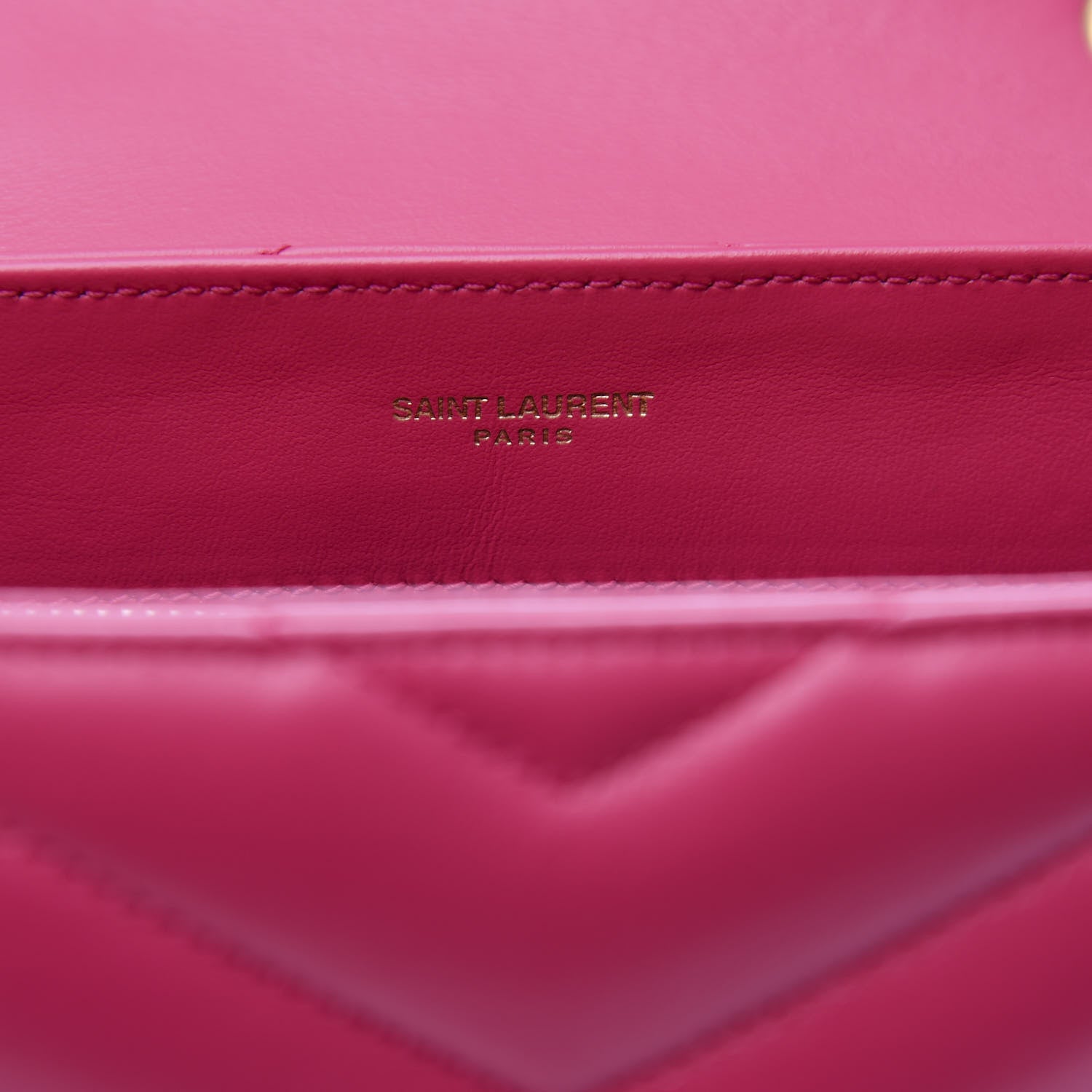 Saint Laurent Calfskin Y Quilted Monogram Small Loulou Chain Satchel Fresh Fuchsia 5 of 11
