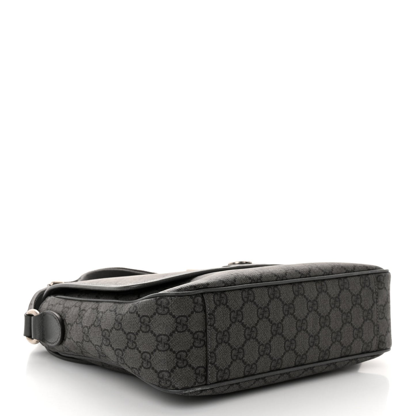Tender GG Supreme Monogram Textured Dollar Calfskin Ophidia Messenger Bag Grey Black Graphite Grey