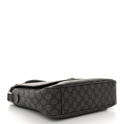 Gucci Tender GG Supreme Monogram Textured Dollar Calfskin Ophidia Messenger Bag Grey Black Graphite Grey 4 of 9