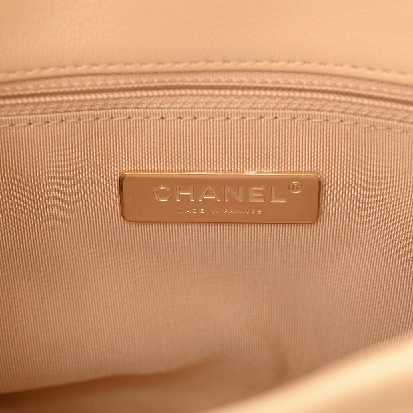 Shiny Goatskin Quilted Medium Chanel 19 Flap Beige