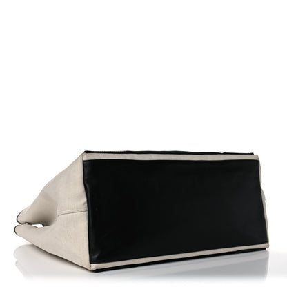 Balenciaga Cotton Canvas Calfskin M Navy Cabas Natural Black 4 of 16
