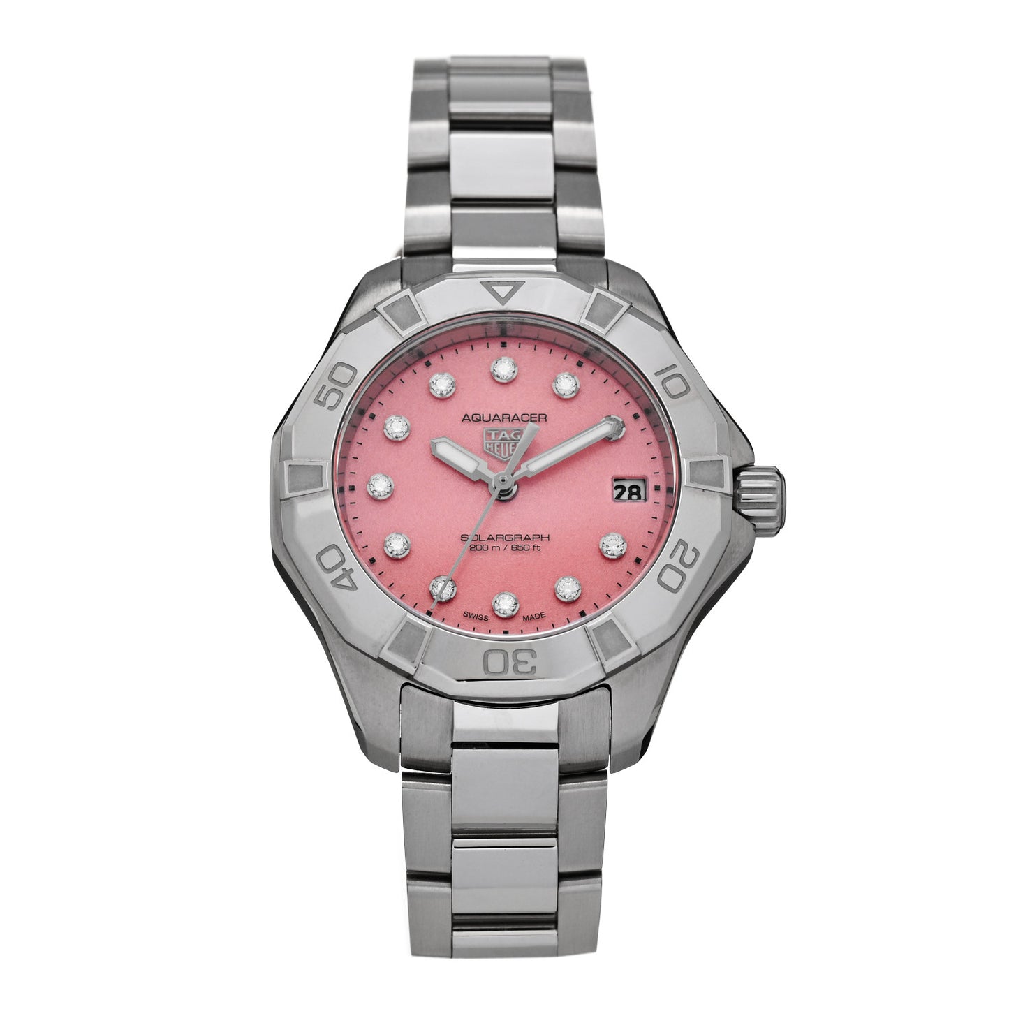 Stainless Steel Diamond 34mm Aquaracer Professional 200 Solargraph Automatic Watch Pink WBP1318