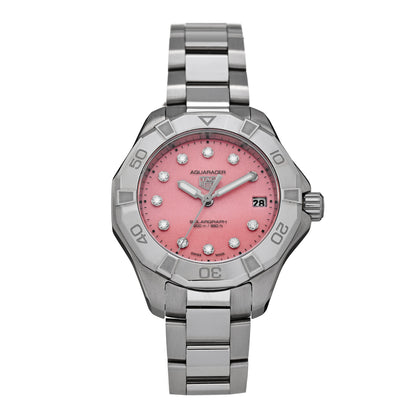 Tag Heuer Stainless Steel Diamond 34mm Aquaracer Professional 200 Solargraph Automatic Watch Pink WBP1318 1 of 5